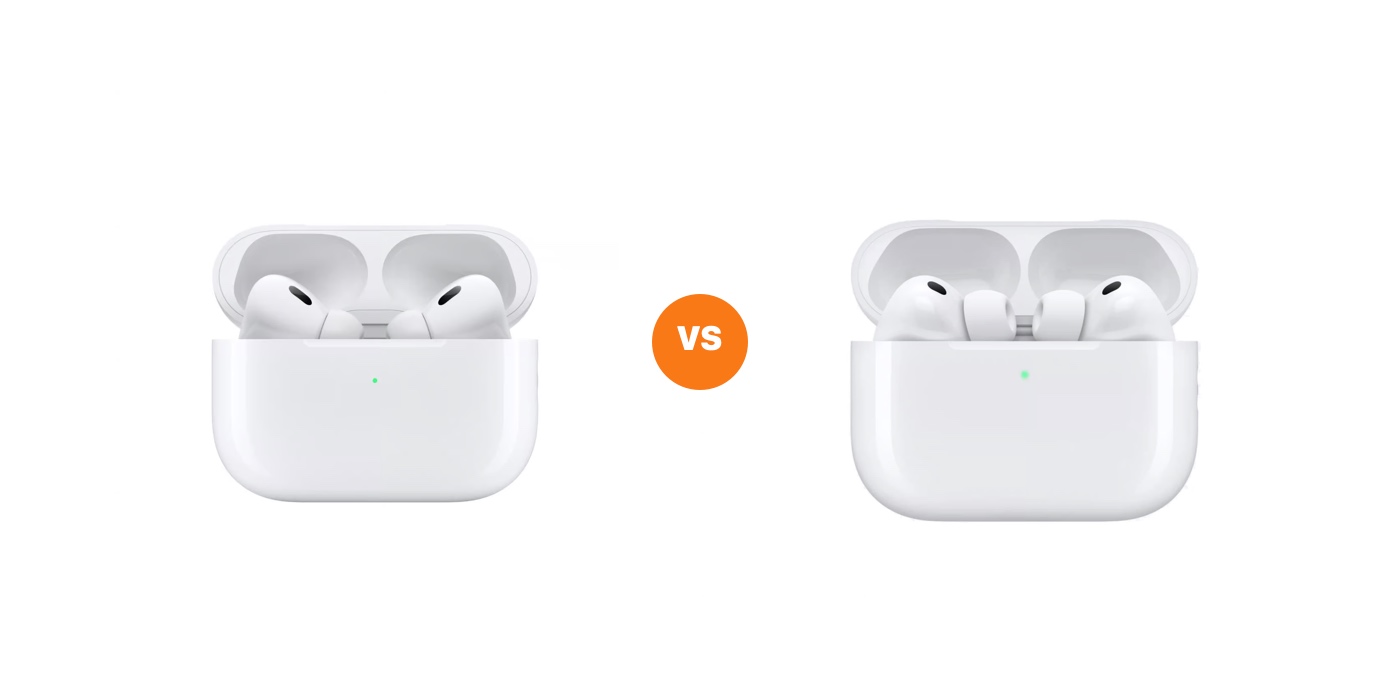 AirPods Pro 2 vs. AirPods Pro 3 na bielom pozadí