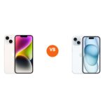 iPhone 14 vs iPhone 15 na bielom pozadí