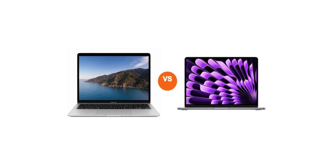 MacBook Air M1 vs MacBook Air M3 na bielom pozadí