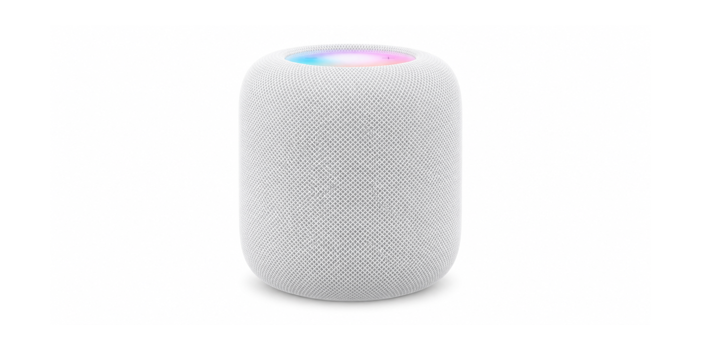 Biely HomePod pre inteligentnú domácnosť Apple
