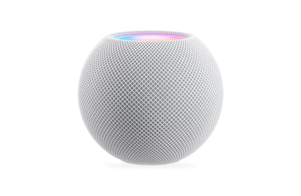 Biely HomePod mini na bielom pozadí – ilustračné zobrazenie očakávaného HomePodu mini 2