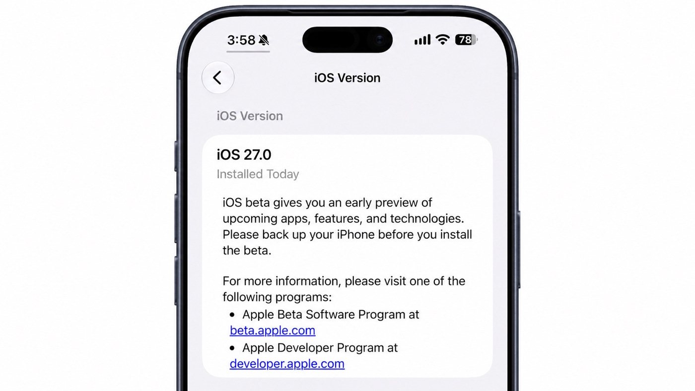 iOS 27 beta 5 – dátum poslednej inštalácie aktualizácie