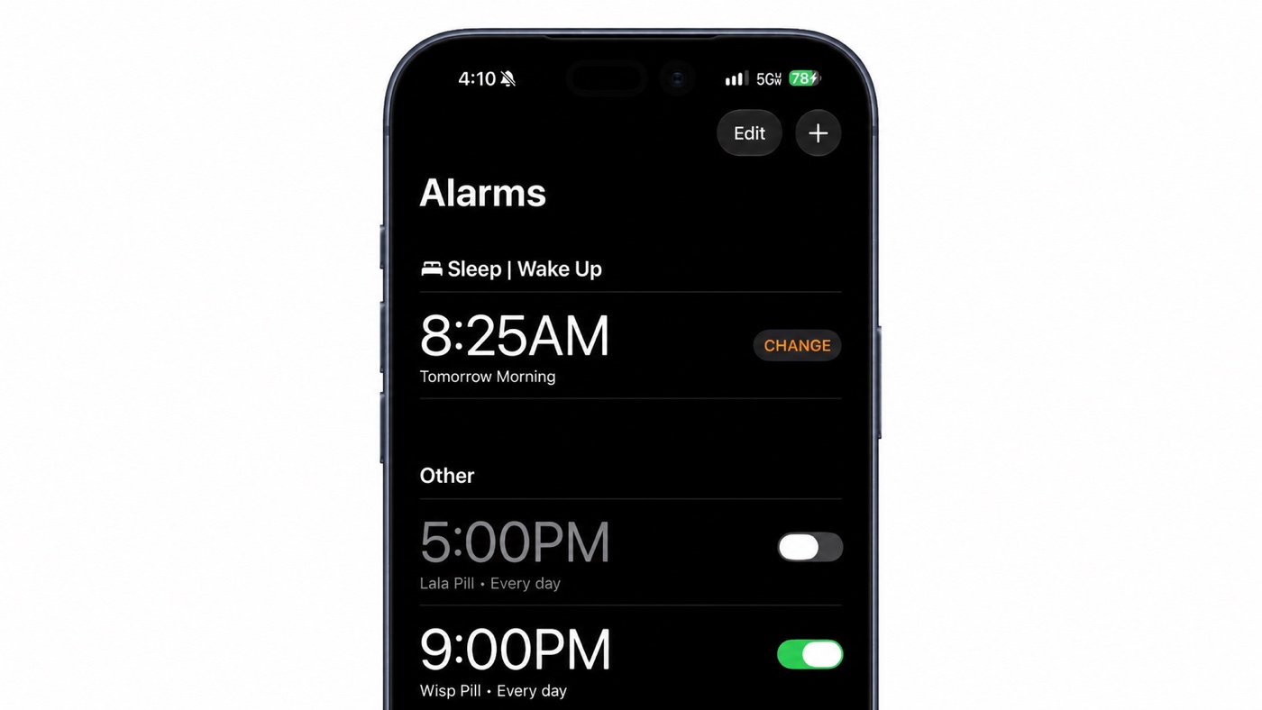iOS 27 beta 5 – výraznejšie písmo budíkov v aplikácii Hodiny