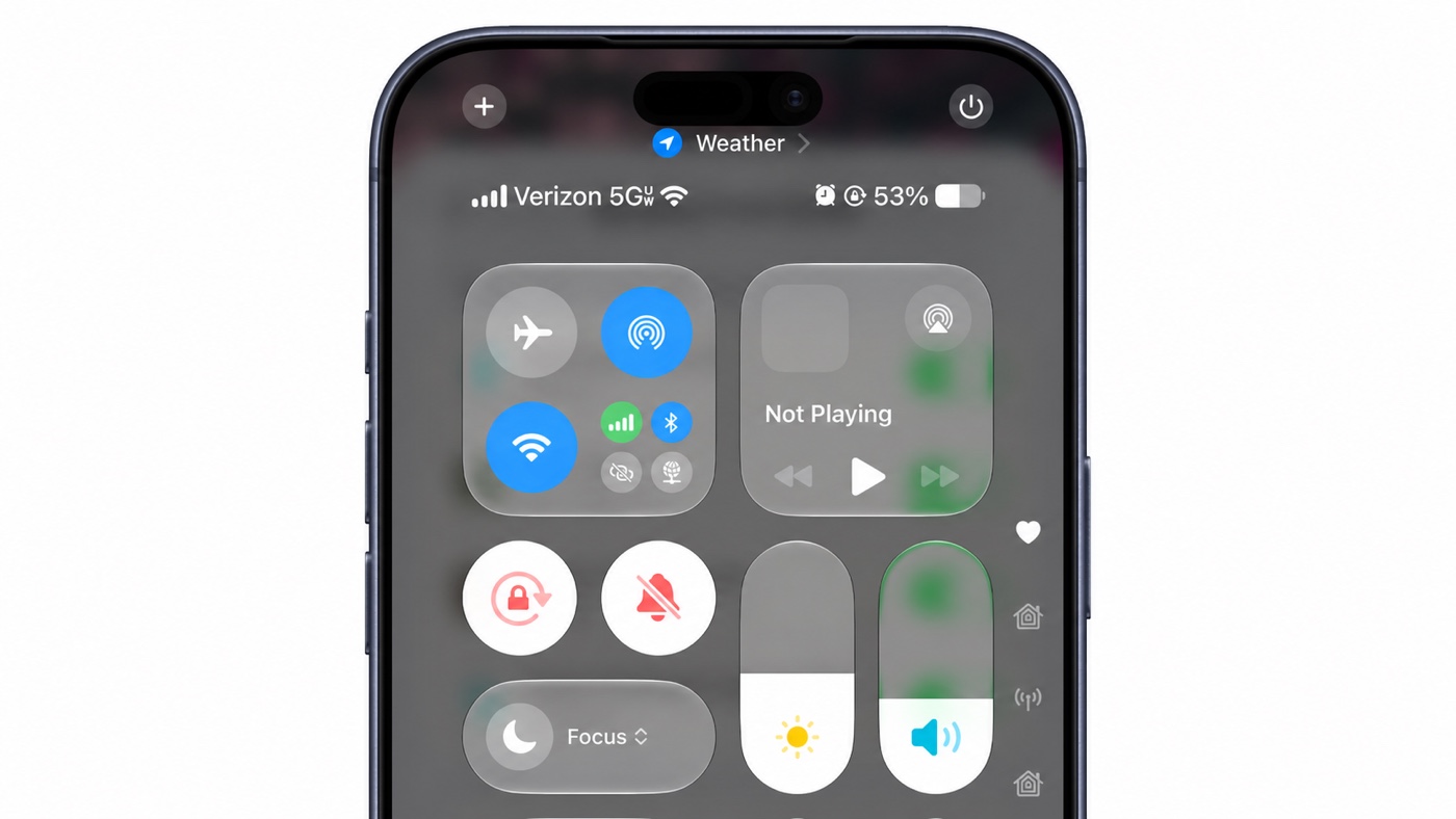iOS 27 beta 5 – upravené informácie v Ovládacom centre