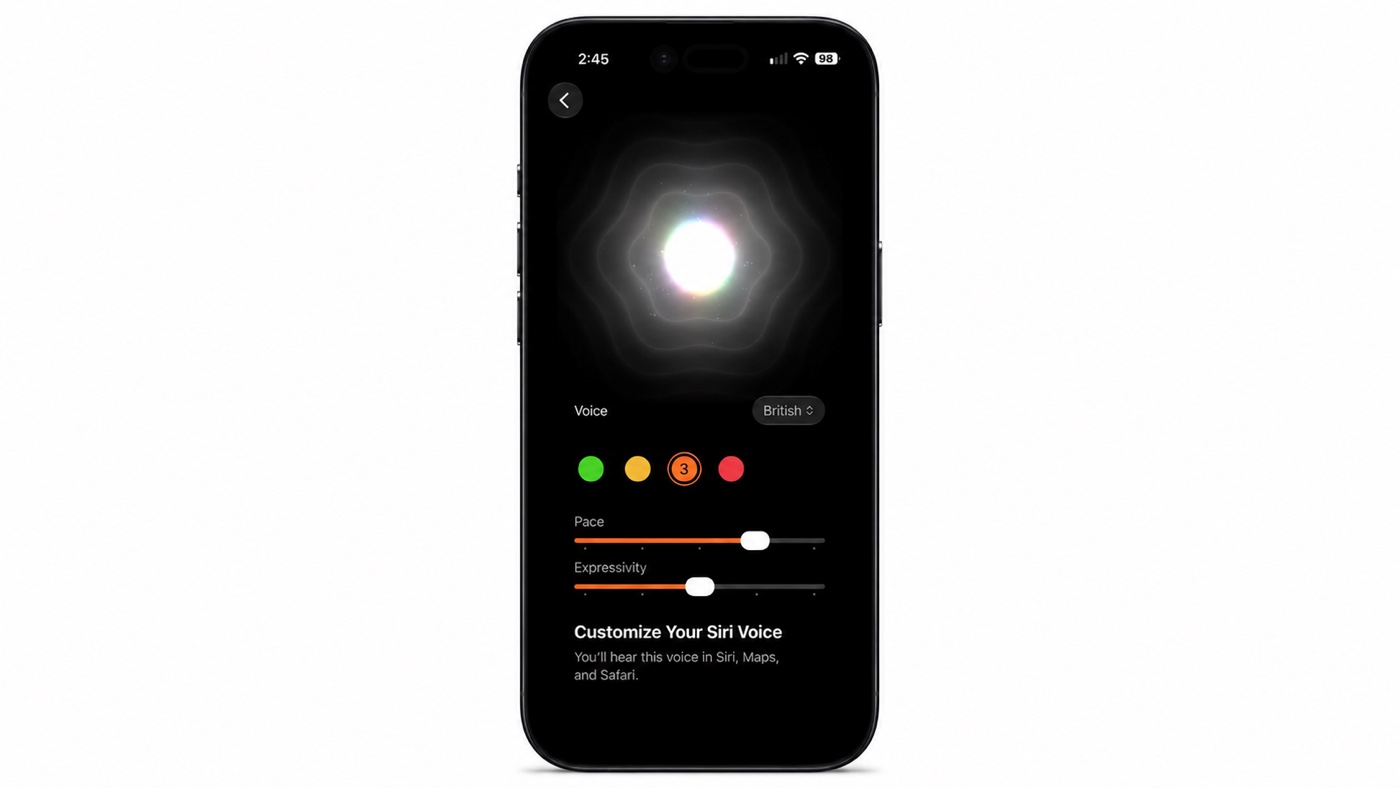 iOS 27 beta 5 – nastavenie tempa a expresivity hlasu Siri