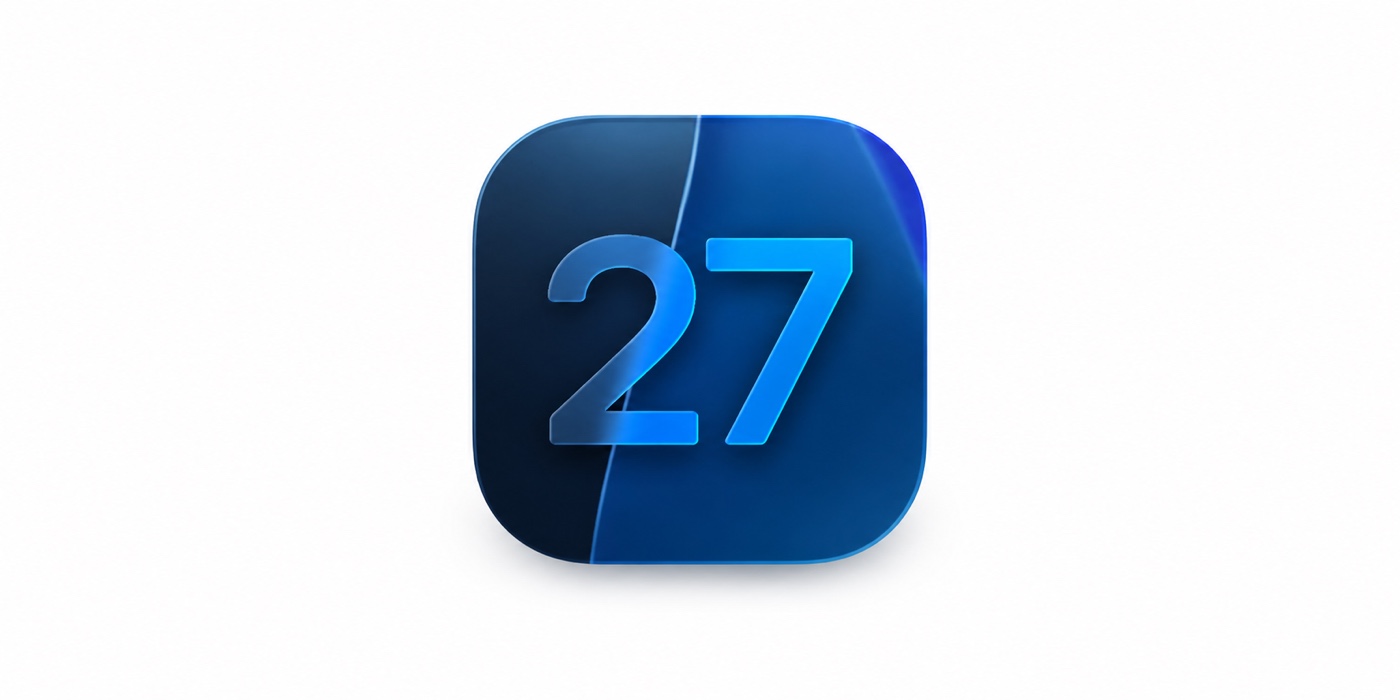 iOS 27 beta 5 – modrá ikona systému s číslom 27
