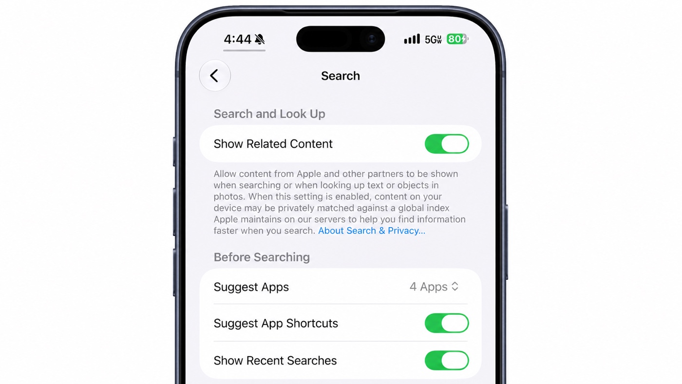 iOS 27 beta 5 – nastavenie počtu aplikácií vo vyhľadávaní