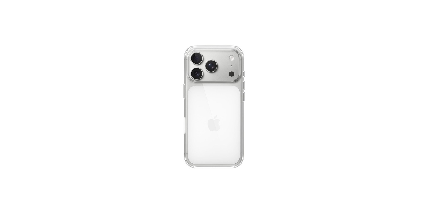 Kryty pre iPhone 18 Pro – originálny Apple Clear Case pre iPhone 17 Pro na bielom pozadí