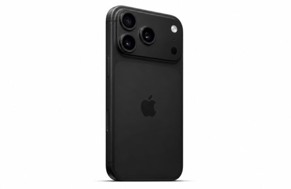 Čierny iPhone 18 Pro zozadu na čistom bielom pozadí