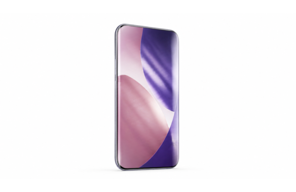 iPhone 20 so zakriveným sklom na bielom pozadí