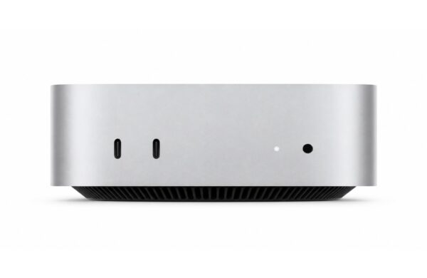 Mac mini M6 spredu na bielom pozadí