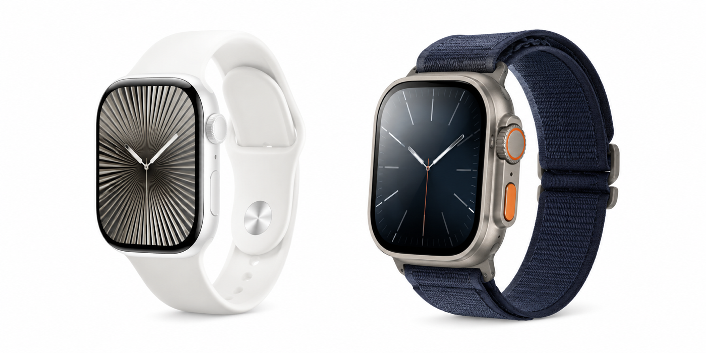 Koncept Apple Watch Series 12 a Apple Watch Ultra 4 na bielom pozadí