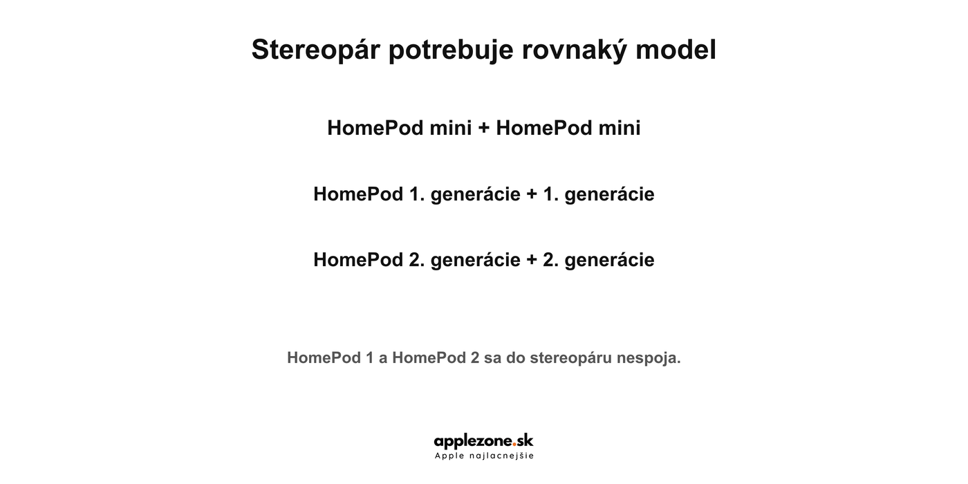 Kompatibilné kombinácie HomePodov pre stereopár