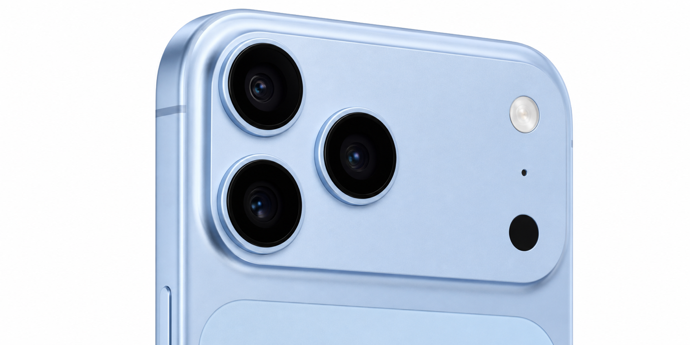 Detail kamerového modulu konceptu iPhonu 18 Pro na bielom pozadí