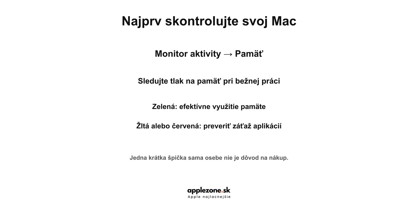 Kontrola tlaku na pamäť v Monitore aktivity na Macu