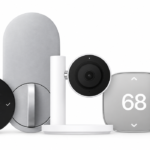 Apple Home Collection – zámok, kamera, termostat a zvonček, redakčná ilustrácia podľa produktovej fotografie