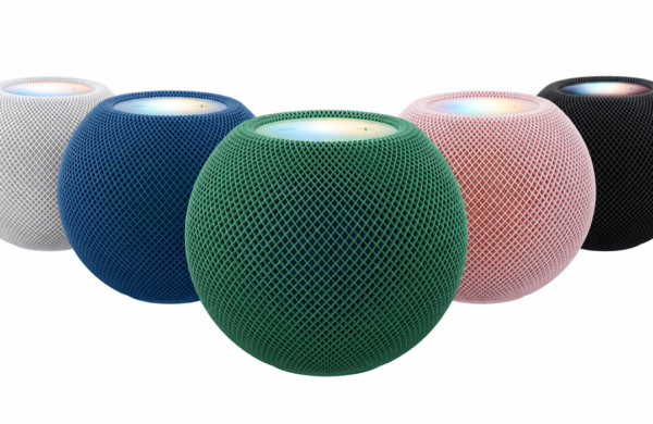 HomePod mini 2 v piatich farbách – redakčná ilustrácia podľa produktových fotografií