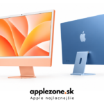 iMac M6 v oranžovej a modrej farbe na bielom pozadí