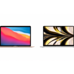 Použitý MacBook Air M1 a MacBook Air M2 na bielom pozadí