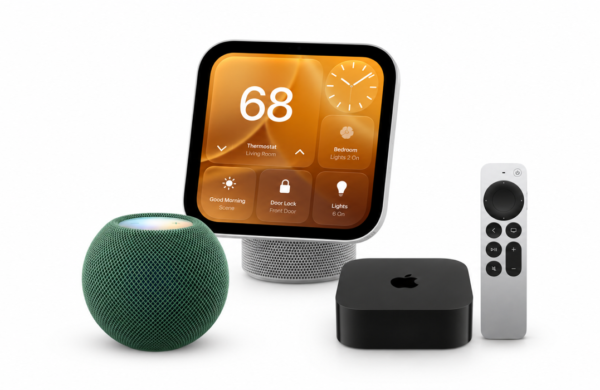 Apple Home novinky: HomeView, HomePod mini 2 a Apple TV 4K – redakčná ilustrácia podľa produktových fotografií